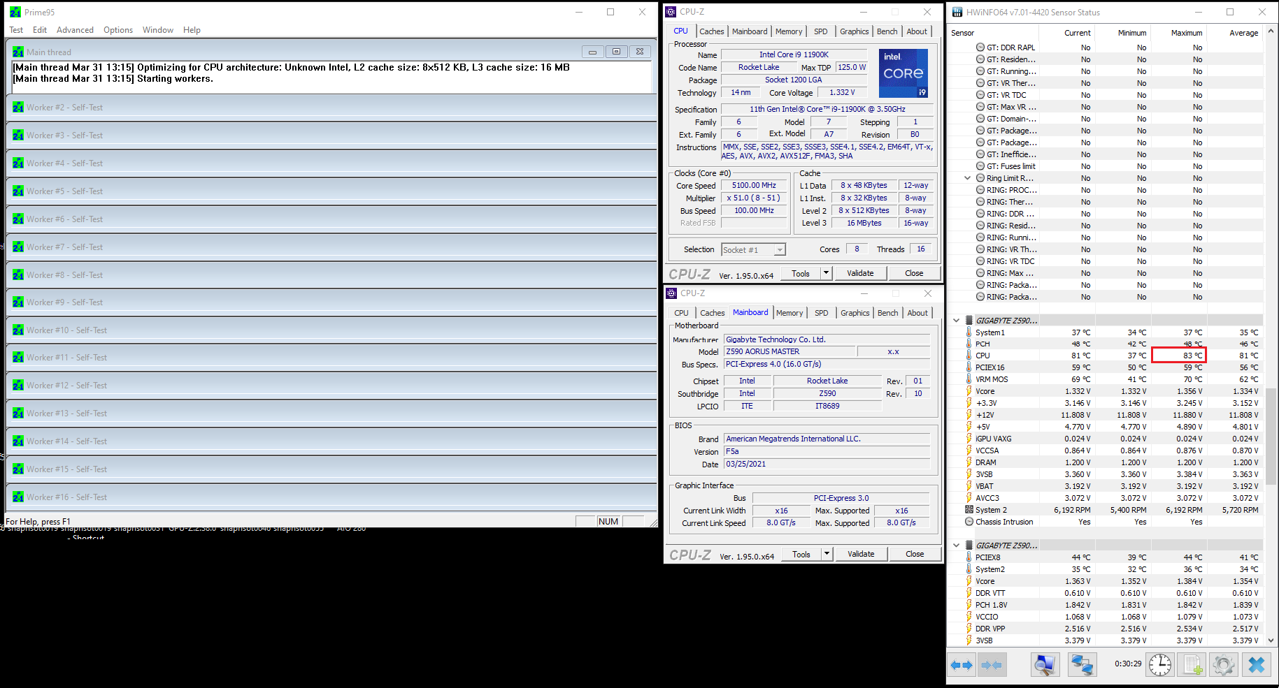GIGABYTE AORUS WATERFORCE temp d8e32